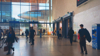 People in the train station